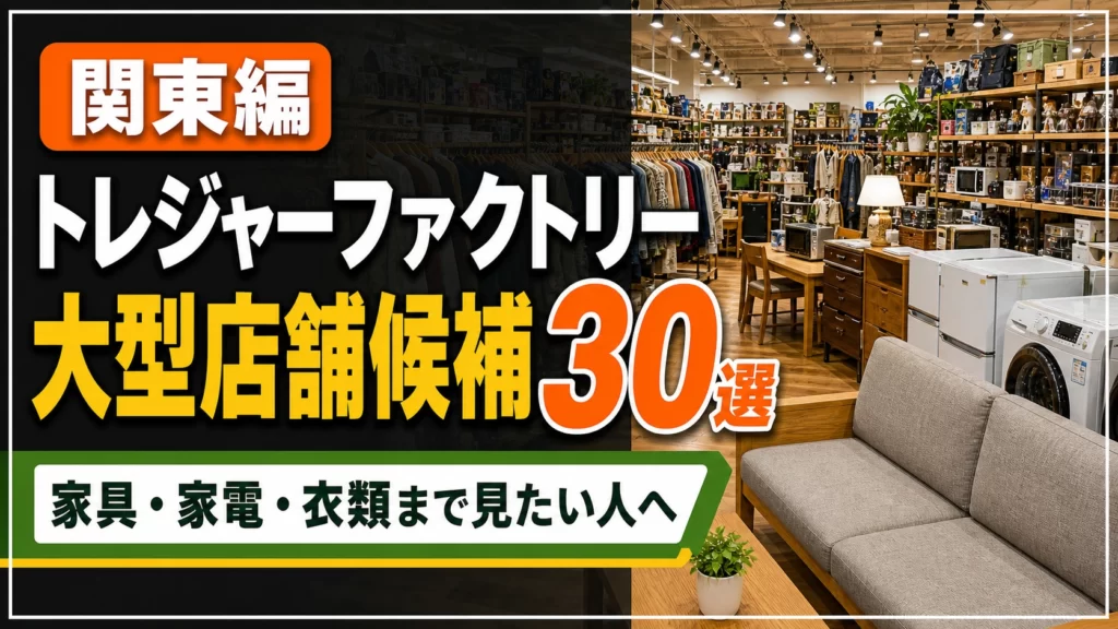 トレジャーファクトリー 関東 店舗30選！大型店舗候補を駐車場順に整理 アイキャッチ