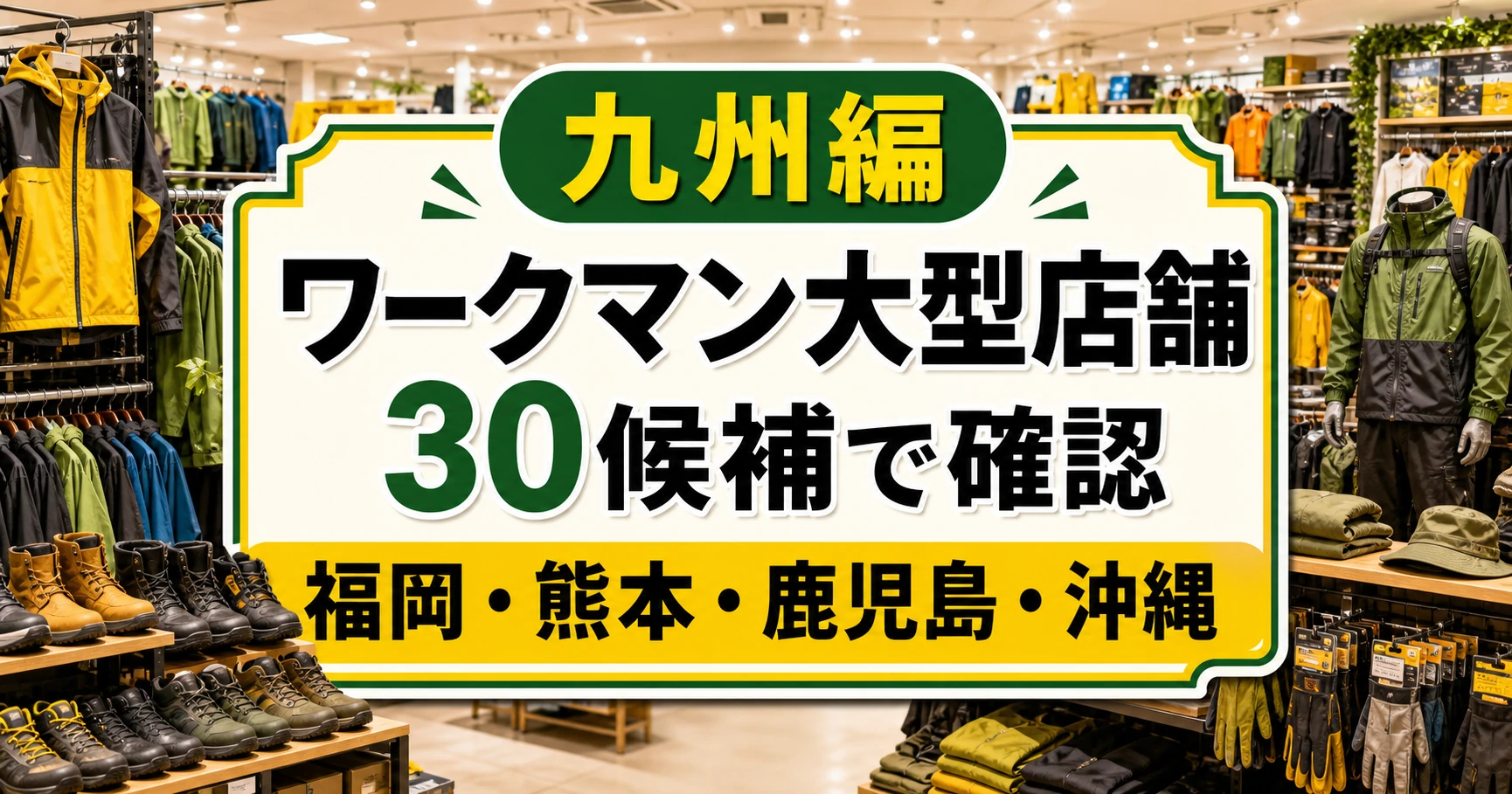 九州のワークマン大型店舗はどこ？福岡・熊本・鹿児島・沖縄の30候補 アイキャッチ