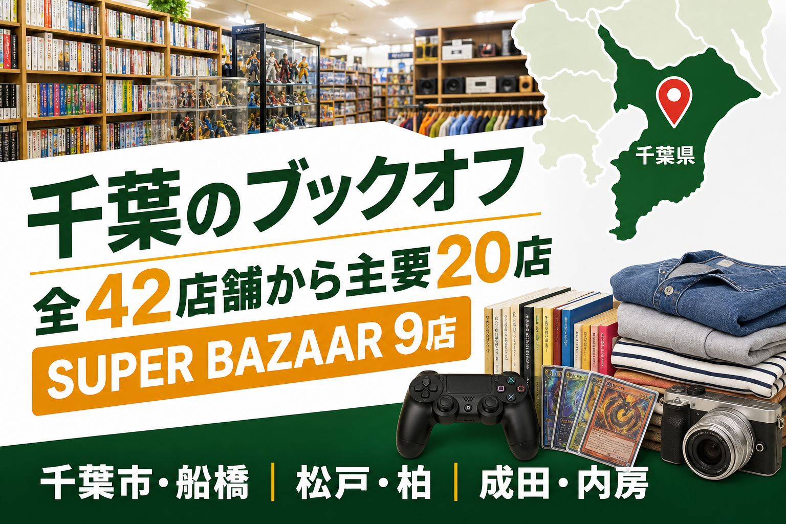 千葉のブックオフは全42店舗！SUPER BAZAAR9店と主要20店を比較【2026年版】