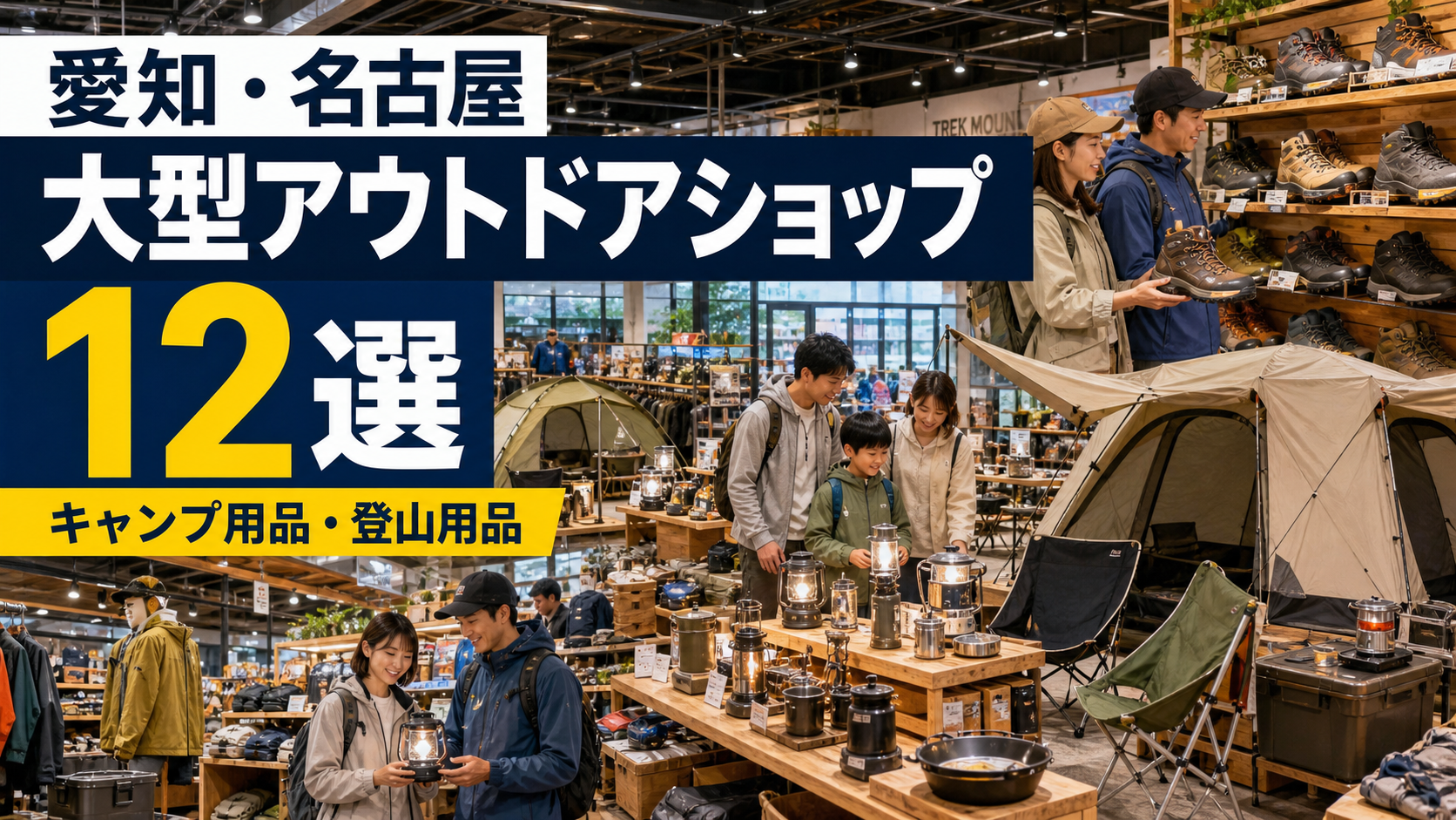 【2026年版】愛知・名古屋の大型アウトドアショップ12選！キャンプ用品・登山用品を探しやすい店舗まとめ アイキャッチ