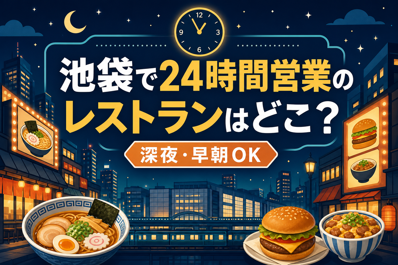 池袋で深夜・早朝に使える店はどこ?24時間営業のレストラン・休憩・仮眠スポット16選