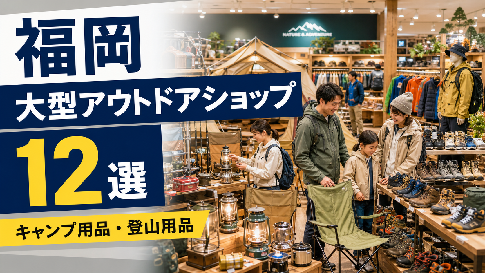 【2026年版】福岡の大型アウトドアショップ12選!キャンプ用品・登山用品を探しやすい店舗まとめ アイキャッチ