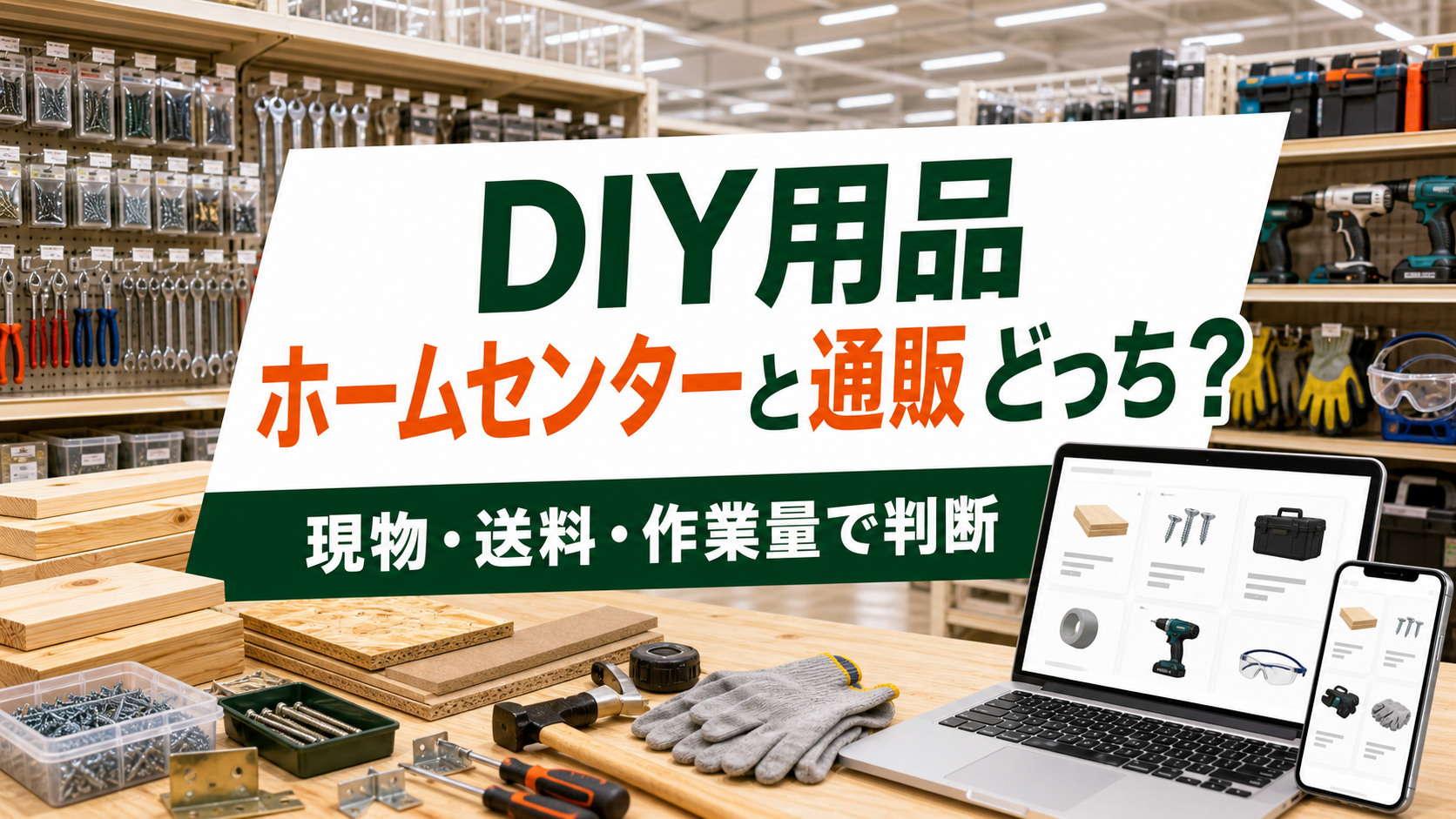 DIY用品はホームセンターと通販どっち?木材・工具・送料で選ぶ方法