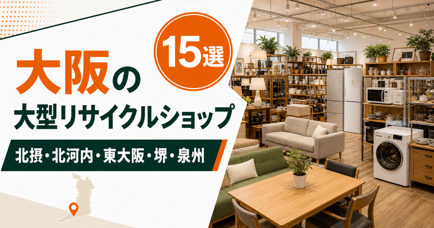 大阪の大型リサイクルショップ候補15選!中古家具・家電を比較