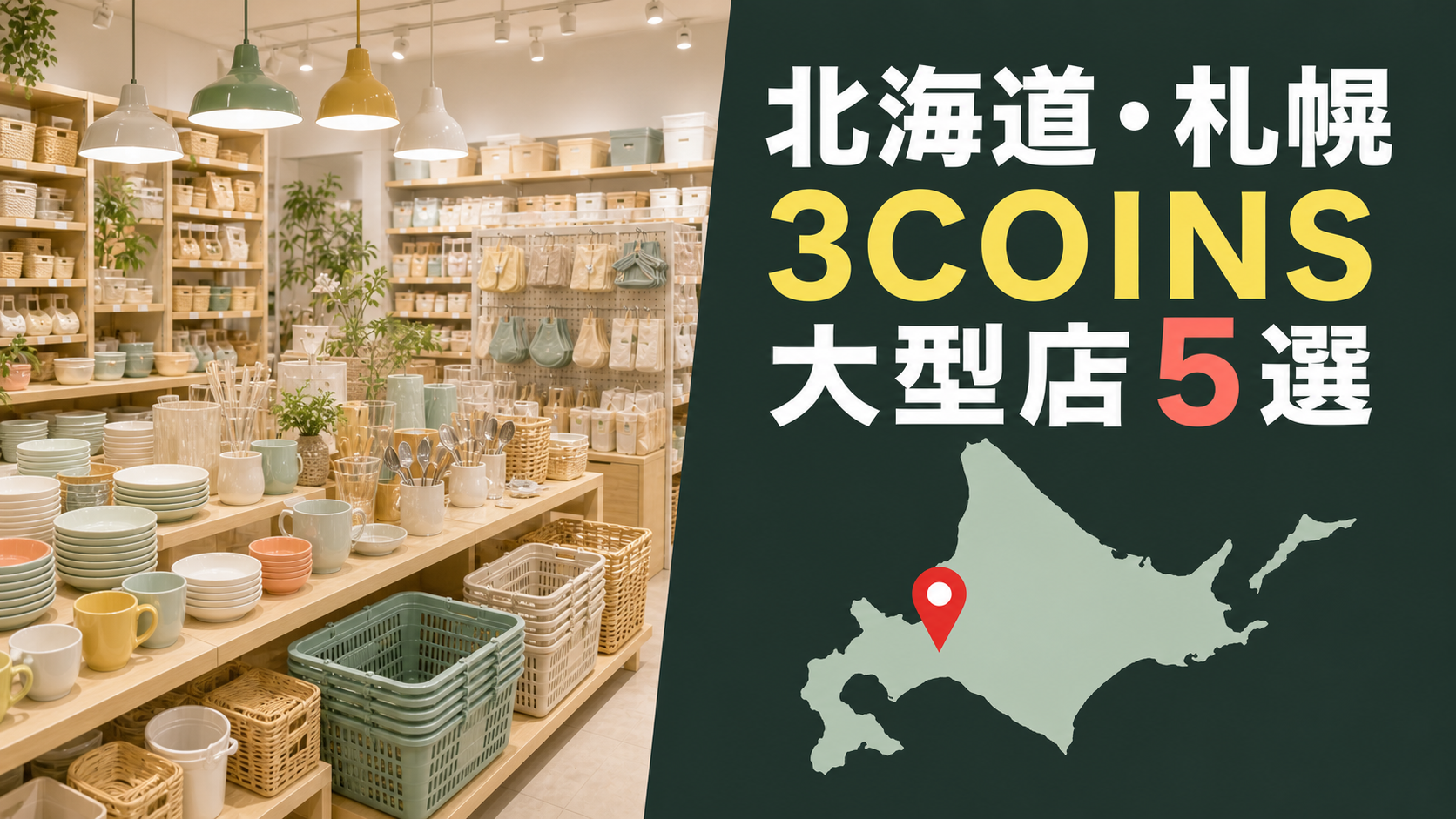 北海道・札幌の3COINS大型店はどこ？公式5店と道内12店を紹介