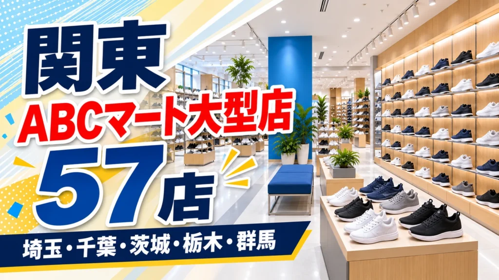 【2026年版】関東のABCマート大型店57店!埼玉・千葉・北関東の19店を閉まる時刻で選ぶ