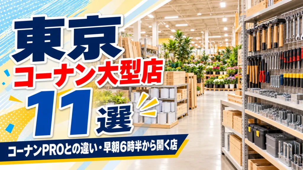 【2026年版】東京のコーナン大型店11選！一般客も買えるコーナンPROとの違いと早朝6時半から開く店